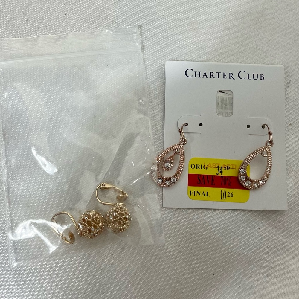 NEW lot of 2 charter club earrings womens sets